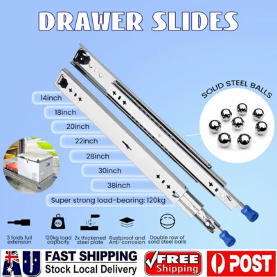 Drawer Slides Runners Heavy Duty Ball Bearing Draw Trailer Runner 350-950MM AU