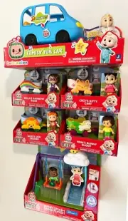 COCOMELON LANE Family Fun Car w JJ, Bella, Cece, Nico, Nina & Cody Swing Playset