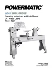 Operating Instructions & Parts Manual Powermatic 24” Wood Lathe - Model 4224
