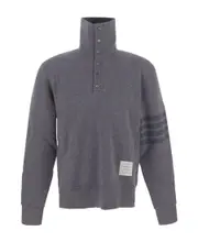 Thom Browne 4-Bar Logo Patch Jumper 2,3 light gray