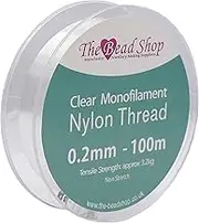 Clear Nylon Thread 0.2mm - Invisible String for Decoration Hanging, Sewing, Beading, Strong Non-Stretch Nylon Wire, 3.2kg Tensile Strength - 100m Spool