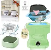 Mini Washing Machine, 13 L, 2.2 kg Camping Washing Machine, Small, Portable Washing Machine, Deep Cleaning of Underwear, Baby Clothes, Towels for Homes, Dormitories, Green