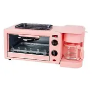 Sandwichera 3 En 1 Breakfast Machine Coffee Toaster Bread Maker Electric Oven Multifunctional Frying Pan Grill Sandwich Maker Pink