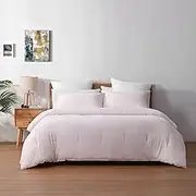 Dreamaker 225TC Cotton Washed Comforter Set - Soft & Cozy Bedding Collection All-Season Quilted Bedspread Hypoallergenic - Pink (King) 1 x Comforter 245x210 cm; 2 x Pillowcases 48x73+15 cm
