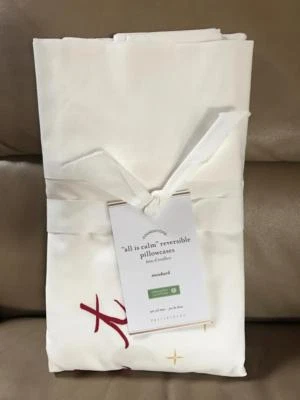 NWT Pottery Barn ~ALL IS CALM, ALL IS BRIGHT~ Standard PILLOWCASE Set ~CHRISTMAS