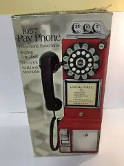 Crosley 1950s CR56 Old Fashioned Rotary Style Pay Phone Red. Open Box With Key