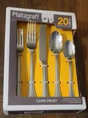 NEW Pfaltzgraff 20 Piece Set service For Four Capri Frost Stainless Steel NIP