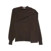 [Ferragamo] Ferragamo Asymmetric Button-up Cardigan M BROWN