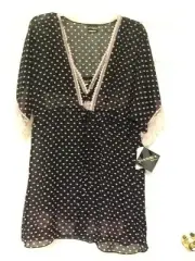 Cinema Seductive Wear Womens Two Piece Gown and Robe Medium Black Pink New 119