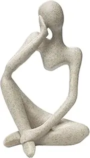 prosfalt Sandstone Resin Thinker Style Abstract Sculpture Statue Collectible Figurines Home Office Bookshelf Desktop Decor(Sandstone - Left Reverie)