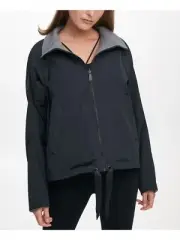 Dkny Sport Women's Reversible Zip-Up Jacket, Black/Grey, XL $169