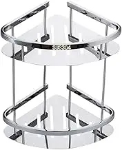 Wall Mounted Shelves Corner Shower 2 Tiers Corner Shower Organizer Stainless Steel Wall Mounted Bathroom Shelf Storage Organizer Toiletry Rack for Kitchen Bathroom Locker Shelf