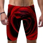 [VBFOFBV] Men's Printed Jammer Swimsuit Swim Shorts, Red Rose Flowers Valentine's Day