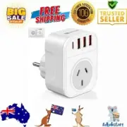 HEYMIX AU to EU Travel Adapter with 4 USB-C Ports, Type E/F Plug Power Adaptor