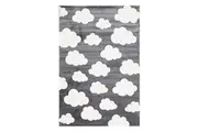Dark Grey And White Clouds Kid Rug - 160x230 cm