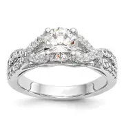 1.50ct. CZ Solid Real 14k White Gold Round Criss-Cross Engagement Ring