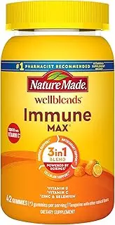 Nature Made Wellblends ImmuneMAX Gummies, Vitamin C, Zinc, and Vitamin D3, Immune Support Supplement, 42 Tangerine Flavor Gummies