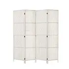 4 Panels Room Divider Screen Privacy Rattan Timber Fold Woven Stand White
