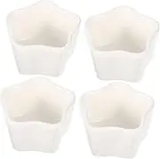 Luxshiny 4pcs Sauce Dish Snack Dish Soy Sauce Dish Small Serving Bowls Fruit Containers Snack Bowl Containers for Fruit Dipping Bowls for Restaurant Appetizer Gold Bowl Ceramics White