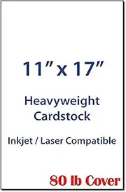 11" x 17" Cardstock Sheets for Inkjet or Laser Printers - 80lb Cover Matte Finish White - Tabloid Size Perfect for Flyers, Menu's, Posters, Covers - 100 Sheets