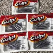 5 PACK! Berkley Gulp! Minnow Fishing Soft Bait, Purple Shiner, 3"