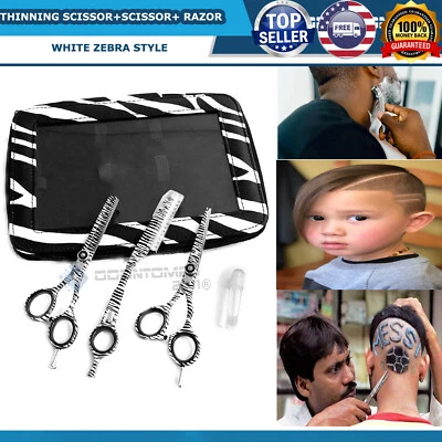 Hair Cutting Thinning Scissors Barber Shears SHAVE RAZOR Hairdressing Salon Set