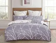 Tree Reversible Double/Queen/King/Super King Size Duvet/Doona/Quilt Cover Set (King, Grey&Beige)
