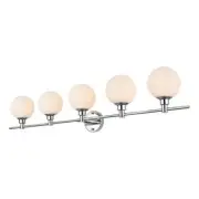Living District Cordelia 5-Light Iron/Glass Bath Sconce in Chrome/Frosted White