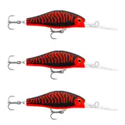 3x Rapala 7cm Shadow Rap Jack Deep Dive Crankbait Fish Lure -Matte Black Red UV