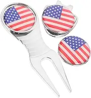 EXAOMBLE 1Set Golf Divot Tool Wear Resistant Accessory with Compact Ball Marker Delicate Hat Clip for Enhanced Performance