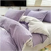 Queen Comforter Set with Sheets - 4-Piece Cotton Bedding Set, Breathable Washable Fabric, Soft & Smooth Touch, Ideal for All Seasons - Queen Size Bed(Purple,150x200cm 4pcs)