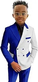 [TOPGH] Boys Suit 2 Pieces Slim Fit Suits Set Double Breasted Casual Suits Wedding Party Blazer Pants Tuxedos 3-16 Years