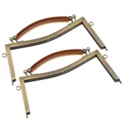 Metal Purse Frames 2 Pcs Kiss Lock Clasp Frame Clutch Frame with Handle Bronze
