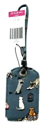 Vera Bradley BLUE Cat's Meow Luggage ID Tag NWT - FAST SHIP