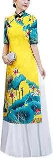 [TJSCFY] Ao Dai Cheongsam Vietnamese Dress for Women Traditional Elegant Qipao Hanfu Dress Fashion Vintage Chinese Costume