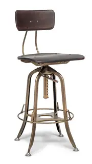 Industrial Swivel Adjustable Height Bar Stool Chair with Back - Dark French Brass