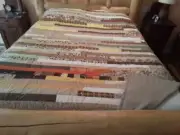 New Handmade Quilt 60"x 80" Stripped Tans Same as back, Browns Gold, Orange, Gre