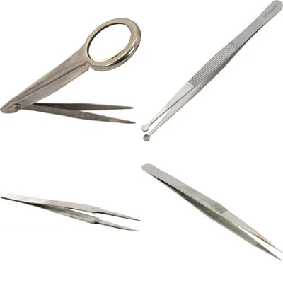 FindingKing 6X Loupe Jewelers Tweezers Magnifying Tool, Stainless Steel