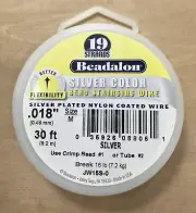 Beadalon Nylon Coated Silver Plated Bead Stringing Wire - 19 Strands .018"