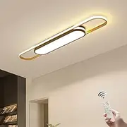 Jiinoo 110cm Linear LED Ceiling Light, Black & Gold Modern Chandelier with Remote, 48W 2880lm Dimmable (Warm to Cool White)
