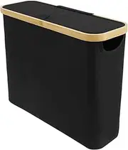 Toilet Paper Storage Basket, Large Capacity Toilet Paper Organizert for Bathroom, Foldable Toilet Paper Holder Dispenser with Side Window, 12 Rolls Compatible, Toilet Paper Bin (Black)
