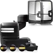 Switchback Towing Mirror Compatible with 2019-2023 Silverado 1500 with Turn Signal Running Light Puddle Light Backup Lamp Temperature Sensor BSM Power Adjusted Glass Heated