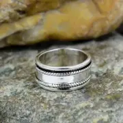 Solid 925 Sterling Silver Rope Design Spinner Ring Promise Band Gift For Women