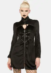 [Red Night Gothic] Zip Up Mini Dress