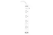 Crest 4-Socket Power Board Strip Charging Outlet Plug w 2x USB-A Ports White