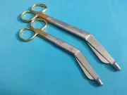 2 SuperCut Lister Bandage Scissors 5.5" + 7.25" Gold Handle Surgical Instruments
