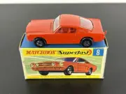 MATCHBOX SUPERFAST #8 FORD MUSTANG - ORANGE-RED w/RED INTERIOR - NEW IN BOX