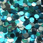 8mm Sequins Top Hole Turquoise Silver Shiny Metallic Reversible Made in USA