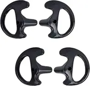 HYS Black Soft Larger Earmold Replacement Ear Pieces Flexible Open Ear Insert Ear Buds for Walkie Talkie Radio Transparent Air Acoustic earpiece Headset, 2pair Black Left and Right Earmold
