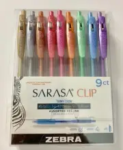 Zebra SARASA CLIP 1.0mm Gel Ink Pen Shiny Metallic 9ct set*New*